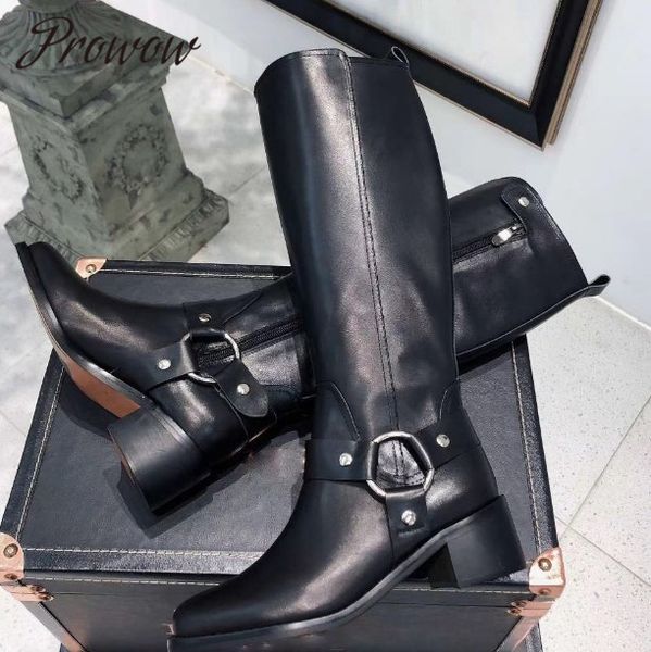 ollymurs black genuine leather square toe knee high boots thick heel low heel moto boots shoes women zapatos mujer
ollymurs black genuine leather square toe knee high boots thick heel low heel moto boots shoes women zapatos mujer