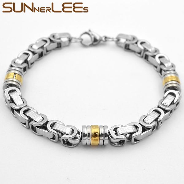 link, chain sunnerlees 316l stainless steel bracelet 8mm geometric byzantine link silver color gold plated men women gift sc56 b, Black
link, chain sunnerlees 316l stainless steel bracelet 8mm geometric byzantine link silver color gold plated men women gift sc56 b, Black
