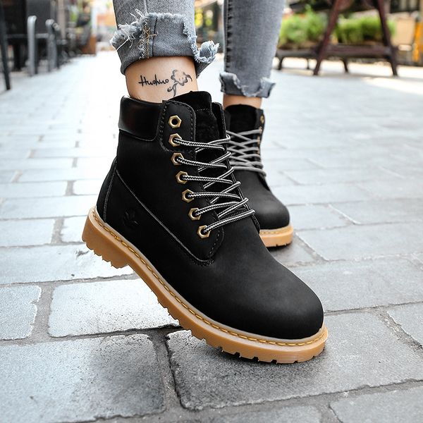 women's boots, round-headed boots, high heels, women's short large size foreign trade lovers' shoes, Black