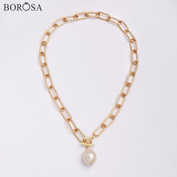 chokers borosa baroque white pearl gold link chain necklaces trendy metal ot clasp choker natural necklace hd0355, Golden;silver
chokers borosa baroque white pearl gold link chain necklaces trendy metal ot clasp choker natural necklace hd0355, Golden;silver
