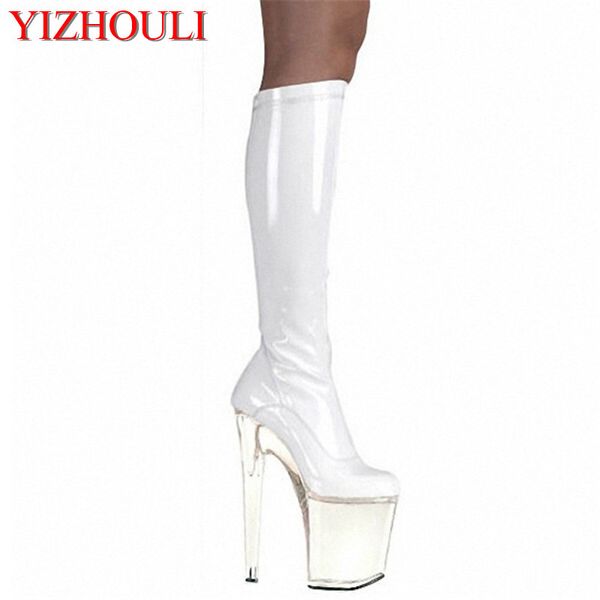 20cm high-heeled shoes round toe shoes japanned leather knee-high boots cd 8 inch with platform fashion crystal boots, Black
20cm high-heeled shoes round toe shoes japanned leather knee-high boots cd 8 inch with platform fashion crystal boots, Black