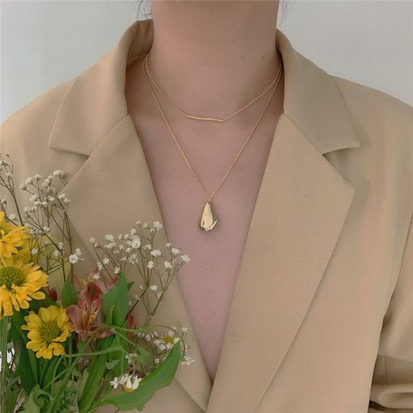 srcoi simple irregular geometric tear shape pendant necklace minimalist gold color double layered thin chain necklace female, Silver
srcoi simple irregular geometric tear shape pendant necklace minimalist gold color double layered thin chain necklace female, Silver