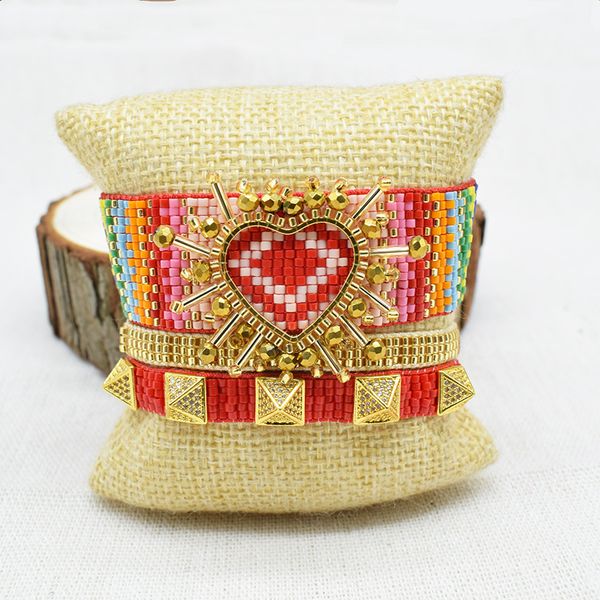 charm bracelets rttooas 3d rainbow heart bracelet pulseras mujer 2021 fashion rivet miyuki beaded handmade woven female jewelry, Golden;silver
charm bracelets rttooas 3d rainbow heart bracelet pulseras mujer 2021 fashion rivet miyuki beaded handmade woven female jewelry, Golden;silver