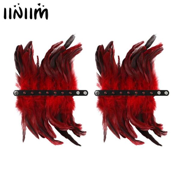 1 pair womens punk gothic natural dyed rooster feather rivet wrist cuffs for carnival cosplay show halloween party clubwear, Blue;gray
1 pair womens punk gothic natural dyed rooster feather rivet wrist cuffs for carnival cosplay show halloween party clubwear, Blue;gray