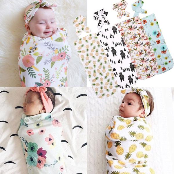 Newborn Infant Baby Swaddle Blanket Sleeping Swaddle Muslin Wrap Headband Set Costume For Girls Boys Baby Infantil Wrap Clothes