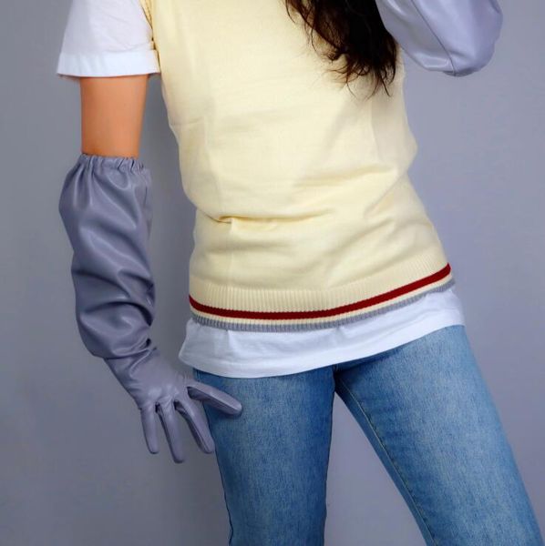 women' faux pu leather wide sleeve long gloves female lantern sleeve elastic pu leather plus size gloves 50cm r2534, Blue;gray
women' faux pu leather wide sleeve long gloves female lantern sleeve elastic pu leather plus size gloves 50cm r2534, Blue;gray