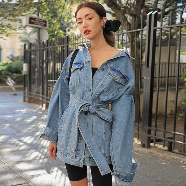 mid-length vintage washed blue waist lace-up denim jacket 2020 autumn women loose lapel single-breasted jaqueta jeans feminina, Black;brown
mid-length vintage washed blue waist lace-up denim jacket 2020 autumn women loose lapel single-breasted jaqueta jeans feminina, Black;brown