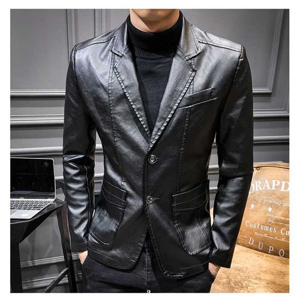 men's fur & faux 2021 leather jacket men slim fit blazer business casual mens fashion pu coat spring autumn outwear top, Black
men's fur & faux 2021 leather jacket men slim fit blazer business casual mens fashion pu coat spring autumn outwear top, Black