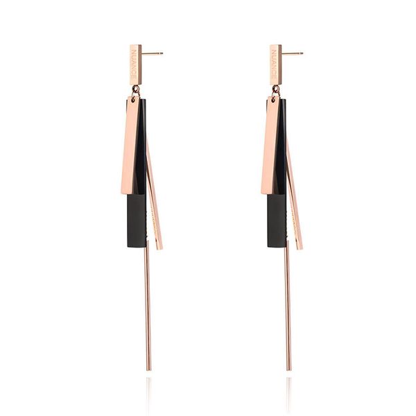 trendy titanium steel geometric tassel earrings jewelry style black/rose gold color dangle earring for women je19085, Silver
trendy titanium steel geometric tassel earrings jewelry style black/rose gold color dangle earring for women je19085, Silver