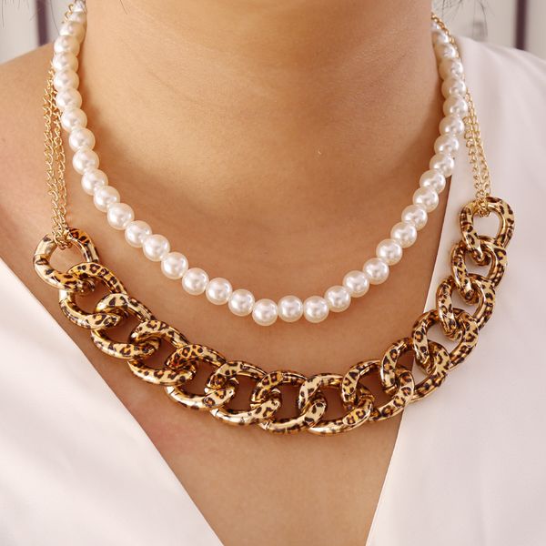 punk fashion choker women chain pretty pearl necklace leopard print clavicle chain collares party friendship gift jewelry, Silver
punk fashion choker women chain pretty pearl necklace leopard print clavicle chain collares party friendship gift jewelry, Silver