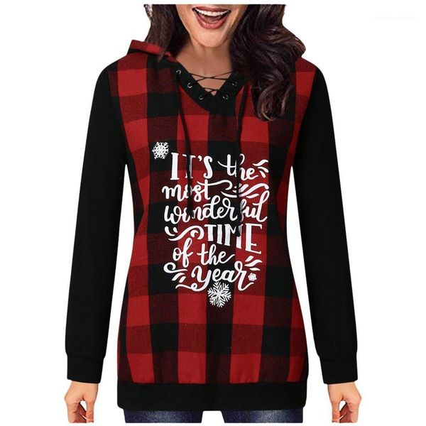 plaid letter printed long sleeved hooded pullover t shirts fashion womens tees christmas womens designer t shirts casual, White
plaid letter printed long sleeved hooded pullover t shirts fashion womens tees christmas womens designer t shirts casual, White