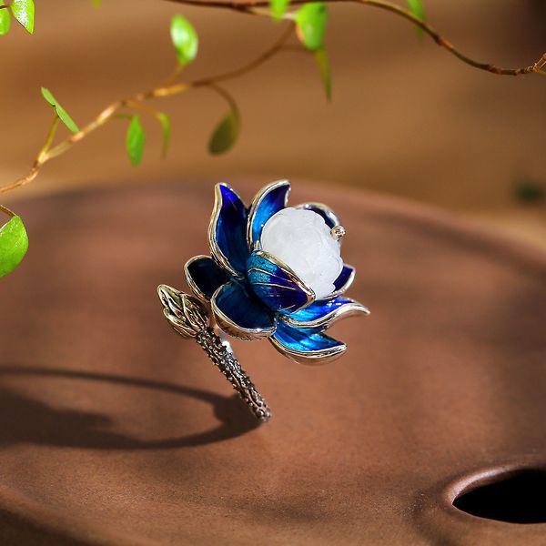 character silverware blue craft ethnic style women's 925 silver jewelry and hetian jade lotus ring
character silverware blue craft ethnic style women's 925 silver jewelry and hetian jade lotus ring