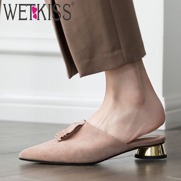 wetkiss kid suede thick heels round slippers summer mules shoes female 2020 new women slides shoes pointed toe ladies, Black
wetkiss kid suede thick heels round slippers summer mules shoes female 2020 new women slides shoes pointed toe ladies, Black