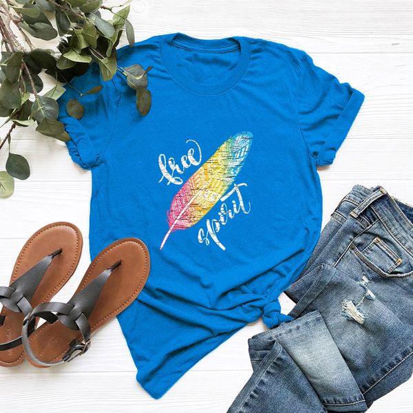 eaglestar feather design short sleeve 100% cotton printed promotional women t shirt, White 
eaglestar feather design short sleeve 100% cotton printed promotional women t shirt, White