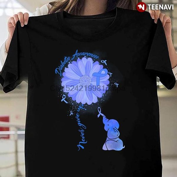 men t shirt daisy elephant diabetes awareness never give up women tshirts