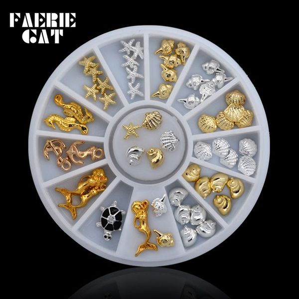 12 grid nail art decorations ocean life series 3d mixed designs starfish shell anchor mermaid sea turtle crocodile nails jewelry, Silver;gold
12 grid nail art decorations ocean life series 3d mixed designs starfish shell anchor mermaid sea turtle crocodile nails jewelry, Silver;gold
