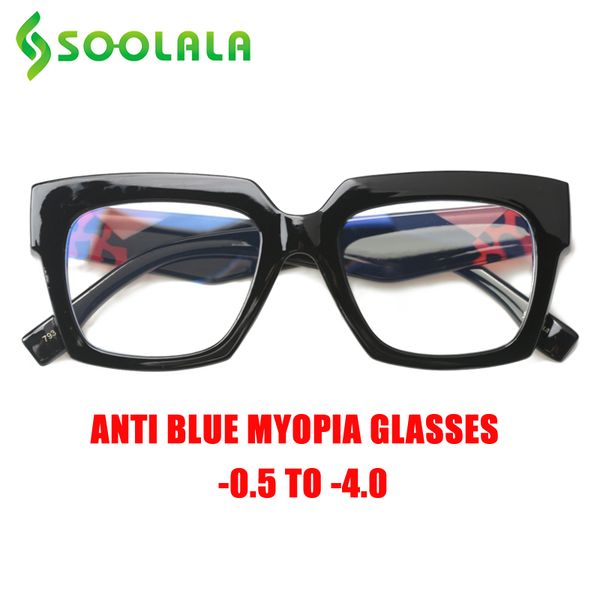 soolala square anti blue light prescription glasses women men myopia minus customs computer eyeglasses frame -0.5 -0.75 to -4.0, Black 
soolala square anti blue light prescription glasses women men myopia minus customs computer eyeglasses frame -0.5 -0.75 to -4.0, Black