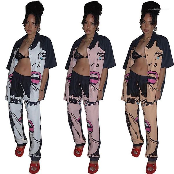 neck single breasted pants suits womens clothing 2 piece set summer ladies designer shirt suits girl pattern printed lapel, White
neck single breasted pants suits womens clothing 2 piece set summer ladies designer shirt suits girl pattern printed lapel, White