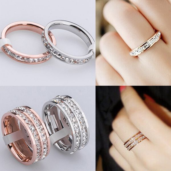 18k rose gold lovers rings charms 316l stainless steel double diamond wedding rings fashion jewelry, Silver
18k rose gold lovers rings charms 316l stainless steel double diamond wedding rings fashion jewelry, Silver
