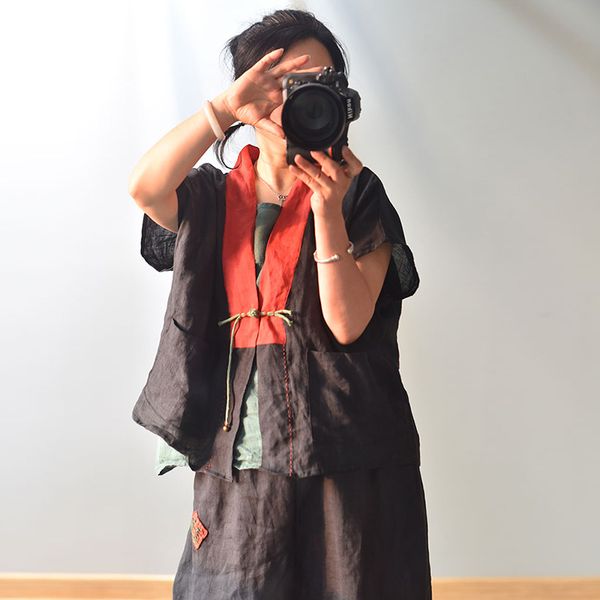 women's jackets women summer patchwork loose jacket ladies vintage ramie coat outerwear female 2021, Black;brown
women's jackets women summer patchwork loose jacket ladies vintage ramie coat outerwear female 2021, Black;brown