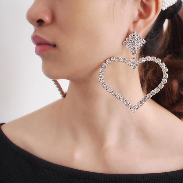 dangle & chandelier luxury crystal rhinestone drop earrings women heart shape big wedding bridal accessories, Silver
dangle & chandelier luxury crystal rhinestone drop earrings women heart shape big wedding bridal accessories, Silver