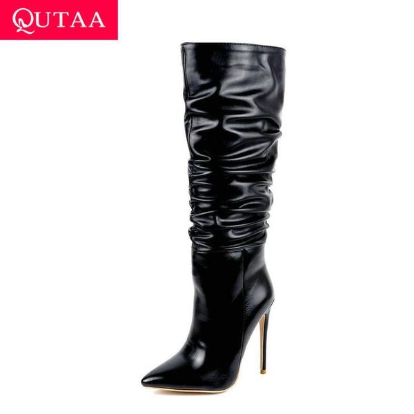 qutaa 2021 колено высокие сапоги плиссированные кожа pu остроконечные toe скольжению на женщин обувь кожа pu тонкий высокий каблук дамы сапо, Black
qutaa 2021 колено высокие сапоги плиссированные кожа pu остроконечные toe скольжению на женщин обувь кожа pu тонкий высокий каблук дамы сапо, Black