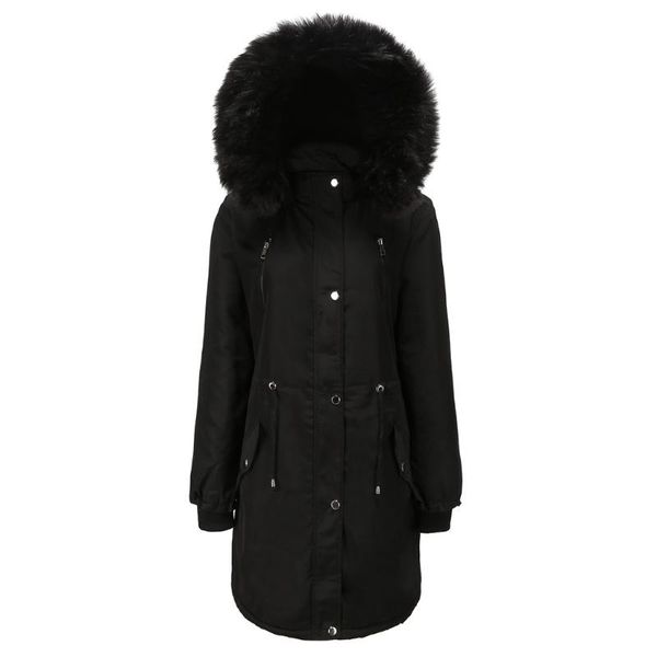women's down & parkas 2021 winter jacket fashion hooded collar with big fur windbreaker woman wool liner keep warm famale, Black 
women's down & parkas 2021 winter jacket fashion hooded collar with big fur windbreaker woman wool liner keep warm famale, Black