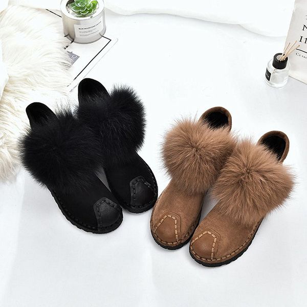 women winter natural real fox fur snow boots fashion boots for women genuine cow leather ankle boots 35-40, Black
women winter natural real fox fur snow boots fashion boots for women genuine cow leather ankle boots 35-40, Black