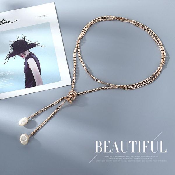 2020 new fashion simple metal chain tassel necklace european and american wild long winding pearl sweater chain, Silver
2020 new fashion simple metal chain tassel necklace european and american wild long winding pearl sweater chain, Silver