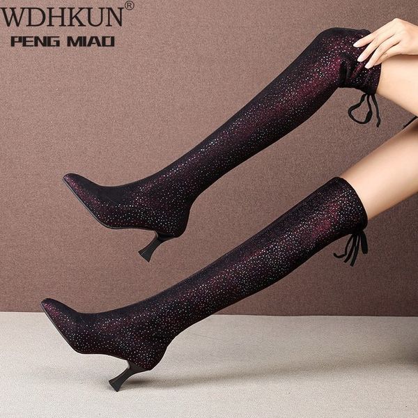 autumn winter women sequined stretch cloth over the knee boots thin leg high heels shoes ladies thigh high boots botas, Black
autumn winter women sequined stretch cloth over the knee boots thin leg high heels shoes ladies thigh high boots botas, Black