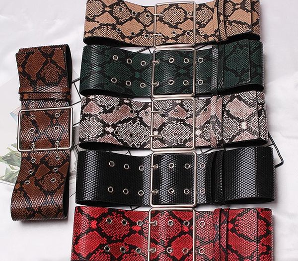 hatcyggo fashion snake leather wide belts for women elastic wide european style women belts metal round buckle dress accessory y200501, Black;brown
hatcyggo fashion snake leather wide belts for women elastic wide european style women belts metal round buckle dress accessory y200501, Black;brown