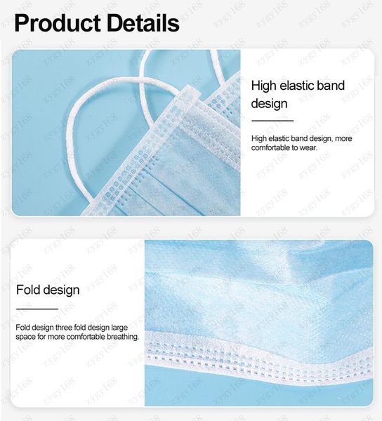 dhl disposable face mask 3 layer ear-loop dust mouth masks cover 3-ply non-woven disposable dust mask dhl ing