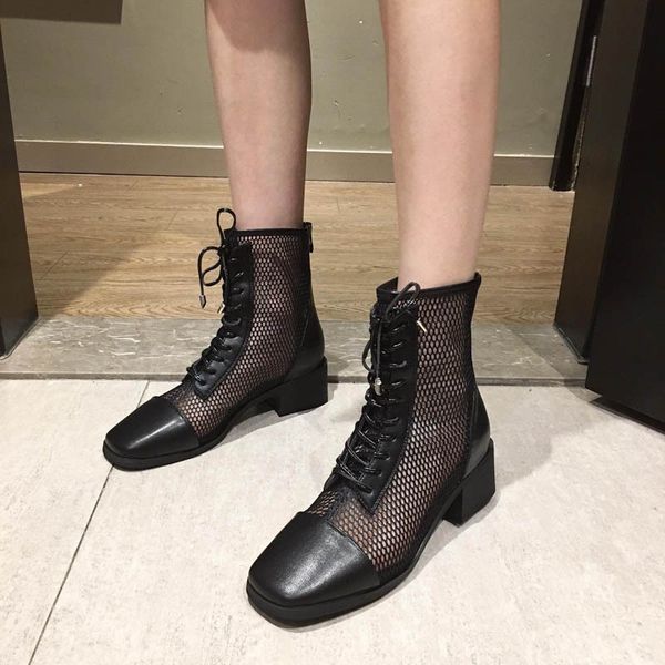 summer 2020 new short net boots korean hollow mesh sandals back zipper round head thick heel cool boots woman, Black
summer 2020 new short net boots korean hollow mesh sandals back zipper round head thick heel cool boots woman, Black