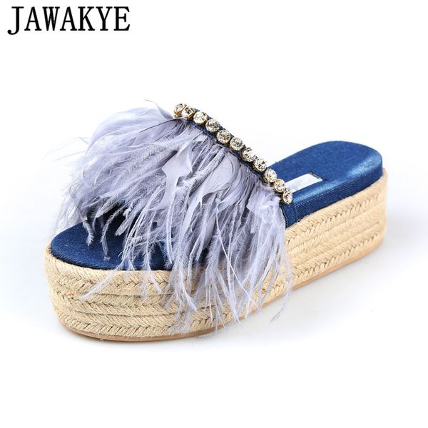 slippers summer shoes women light blue denim feather crystal decor platform wedge high heels 2021 outdoor tide sandals female, Black
slippers summer shoes women light blue denim feather crystal decor platform wedge high heels 2021 outdoor tide sandals female, Black