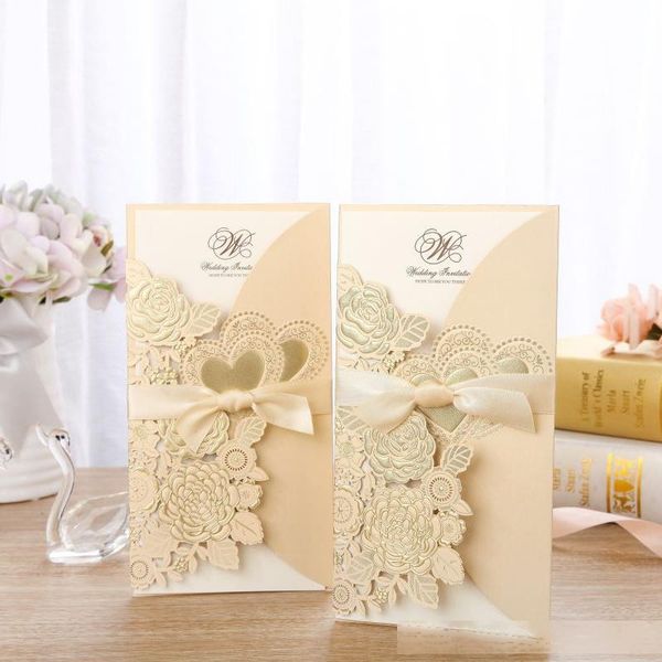 25pcs gold laser cut wedding invitations card rose heart greeting cards customize envelopes with ribbon wedding party decoration t200714
25pcs gold laser cut wedding invitations card rose heart greeting cards customize envelopes with ribbon wedding party decoration t200714