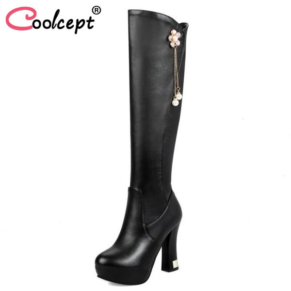 boots coolcept size 32-43 ladies high heel fur winter shoes woman warm knee flowers beads fashion footwear, Black
boots coolcept size 32-43 ladies high heel fur winter shoes woman warm knee flowers beads fashion footwear, Black