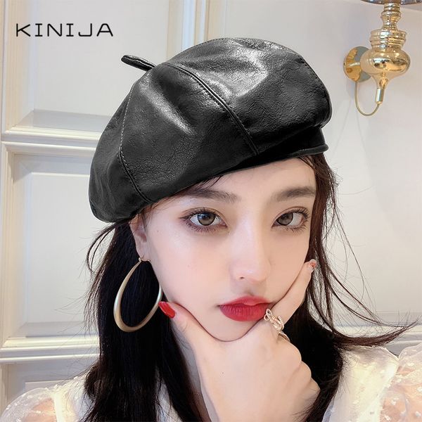 berets korean autumn and winter british retro beret painter's full matching female pu leather octagonal hat design, Blue;gray
berets korean autumn and winter british retro beret painter's full matching female pu leather octagonal hat design, Blue;gray