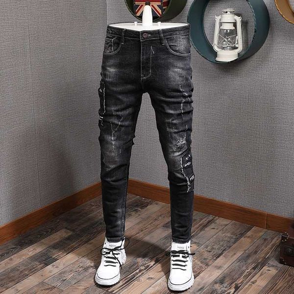 korean style fashion men jeans black color elastic slim fit ripped jeans men denim pencil pants streetwear hip hop homme, Blue
korean style fashion men jeans black color elastic slim fit ripped jeans men denim pencil pants streetwear hip hop homme, Blue