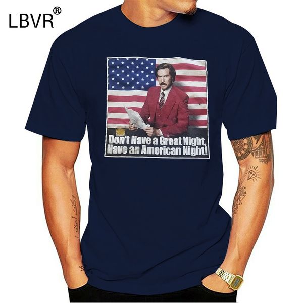 anchorman -will ferrell ron burgundy america night- licensed cool black t-shirt