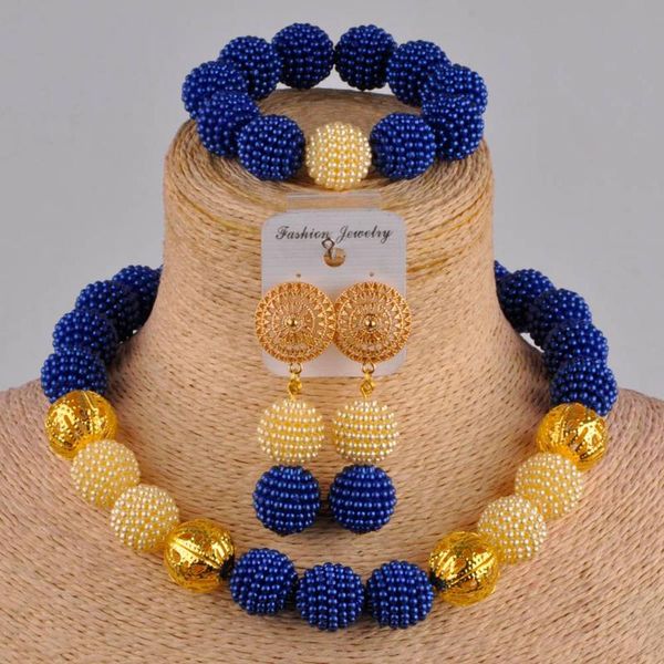 royal blue and champagne gold simulated pearl costume necklace african set nigerian beads jewelry set zz10, Silver
royal blue and champagne gold simulated pearl costume necklace african set nigerian beads jewelry set zz10, Silver