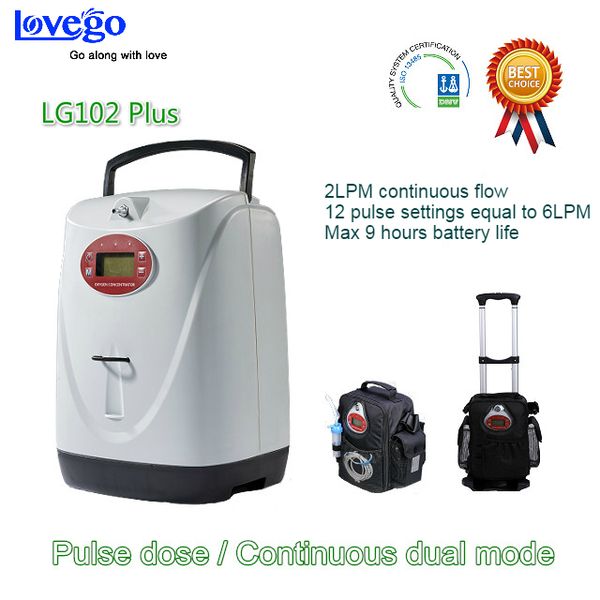 8hours battery 2-in-1 pulse and continuous flow new lovego portable oxygen concentrator lg102s for 6lpm oxygen therapy 
8hours battery 2-in-1 pulse and continuous flow new lovego portable oxygen concentrator lg102s for 6lpm oxygen therapy
