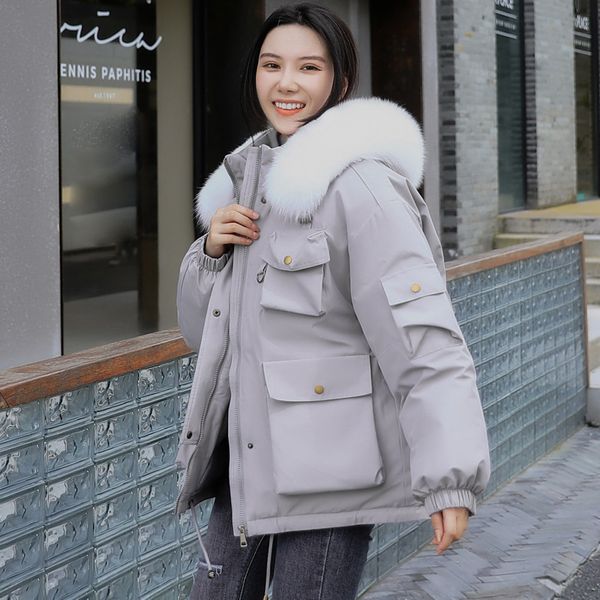 detachable lining winter jacket women padded jacket 2020 new loose short oversize work big wool collar parka down jacket, Black
detachable lining winter jacket women padded jacket 2020 new loose short oversize work big wool collar parka down jacket, Black