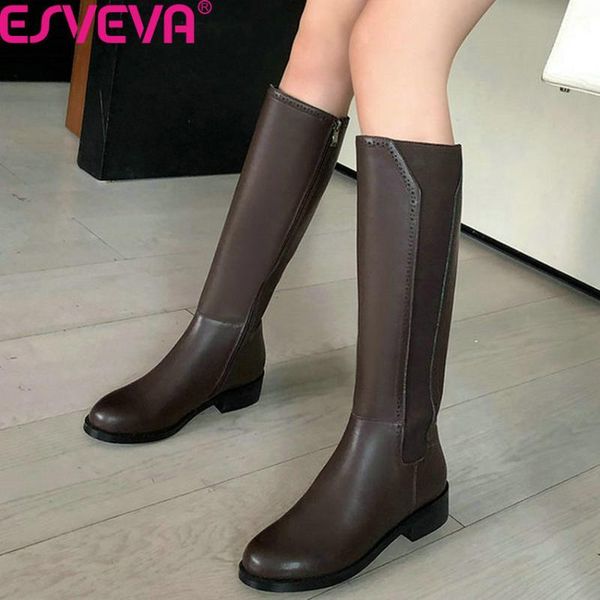 boots esveva 2021 quality cow leather concise autumn winter women shoes round toe fashion square heel zipper knee high size34-39, Black
boots esveva 2021 quality cow leather concise autumn winter women shoes round toe fashion square heel zipper knee high size34-39, Black