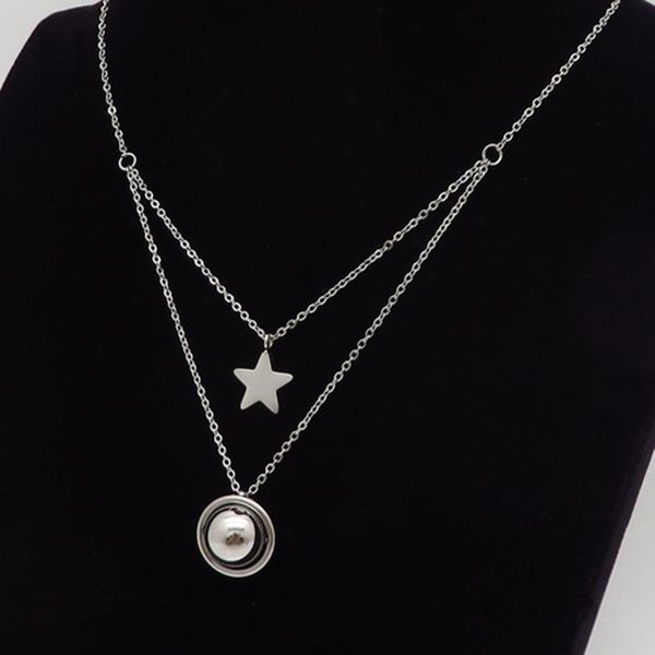 pendant necklaces fashion lucky star heart long women necklace gold stainless steel for faith party statement, Silver
pendant necklaces fashion lucky star heart long women necklace gold stainless steel for faith party statement, Silver