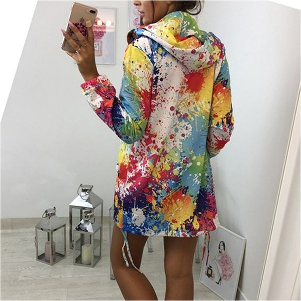 women streetwear colorful printed hoodie long coat with zipper closure casual wide waisted long sleeve v neck jacket, Black;brown
women streetwear colorful printed hoodie long coat with zipper closure casual wide waisted long sleeve v neck jacket, Black;brown