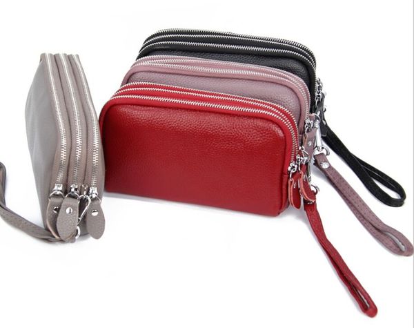 fashion genuine leather women clutch purse wallets long three-layer zipper small cowhide hand bag pouch ge3, Red;black
fashion genuine leather women clutch purse wallets long three-layer zipper small cowhide hand bag pouch ge3, Red;black