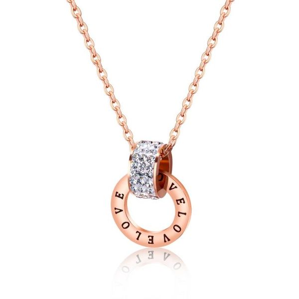 pendant necklaces titanium steel set auger rose gold plated necklace joker atmosphere ms circular chain of clavicle love letters, Silver
pendant necklaces titanium steel set auger rose gold plated necklace joker atmosphere ms circular chain of clavicle love letters, Silver