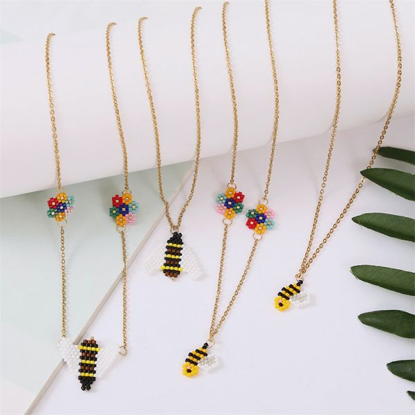 creative design bohemian miyuki handmade beaded flower bee necklaces pendants for women gold chain stainless steel necklace gift, Silver
creative design bohemian miyuki handmade beaded flower bee necklaces pendants for women gold chain stainless steel necklace gift, Silver