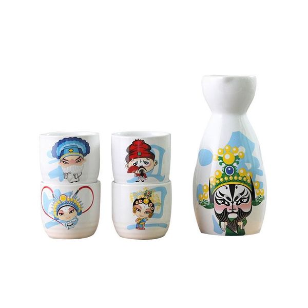 japanese sake set for four traditional chinese peking opera mask on white 1 ceramic bottle pot hip flask 4 cups asian wine gifts
japanese sake set for four traditional chinese peking opera mask on white 1 ceramic bottle pot hip flask 4 cups asian wine gifts