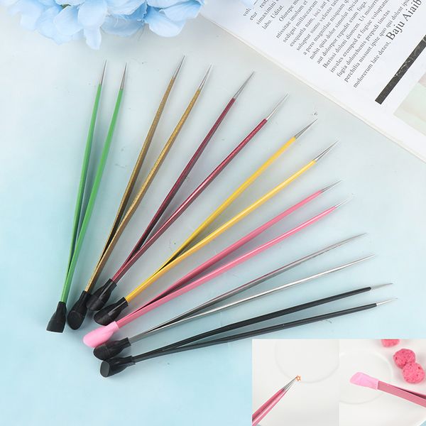 nail art equipment 7 colors for choose 2 heads straight tweezers with silicone pressing head metal nails tools 1pc, Silver
nail art equipment 7 colors for choose 2 heads straight tweezers with silicone pressing head metal nails tools 1pc, Silver
